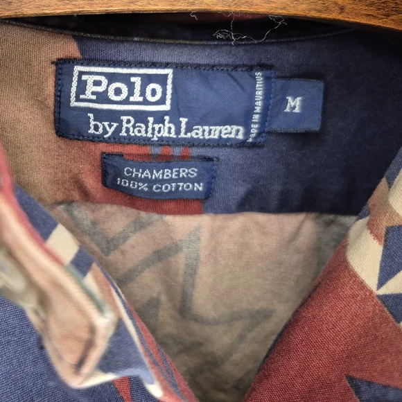 Men's Md Polo Ralph Lauren Red Southwestern Indian Beacon Blanket Shirt Aztec - Picture 6 of 6